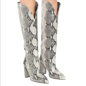 Paris Texas Snake-effect leather knee-high boots